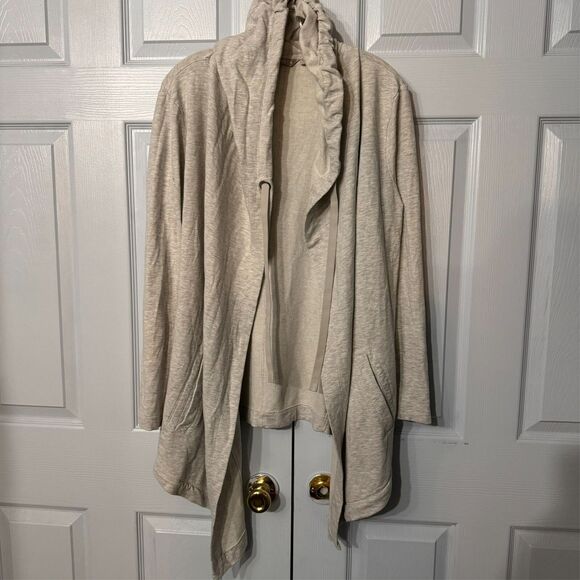 Athleta Open Overlap Front Hooded Cardigan Women Medium Soft Cozy Layer Casual - Picture 2 of 12